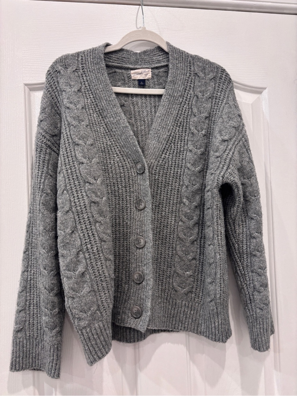Universal Thread Gray Cable-Knit Button Cardigan